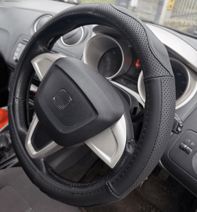 Universal Leather Steering Wheel Cover - Auto Seat Zone